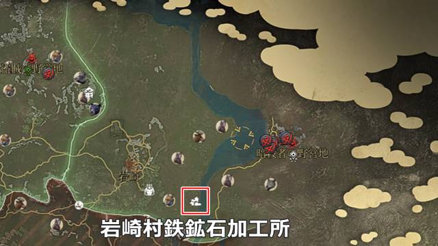 岩崎村鉄鉱石加工所の場所