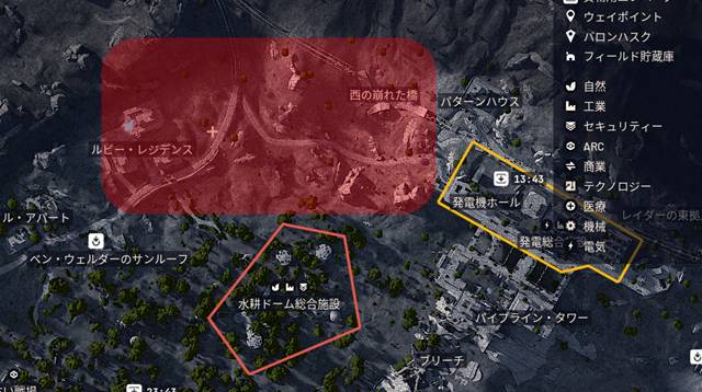 水耕ドーム総合施設の北側辺り