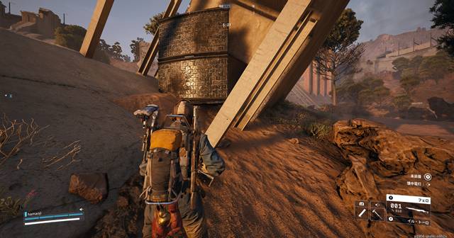 建物が崩れた跡の隙間にバリケード