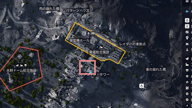 ダム戦場にあるパイプライン・タワー周辺