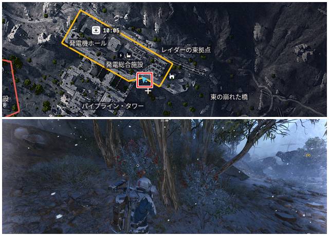 発電所複合施設の近くでキャンドルベリーをゲット