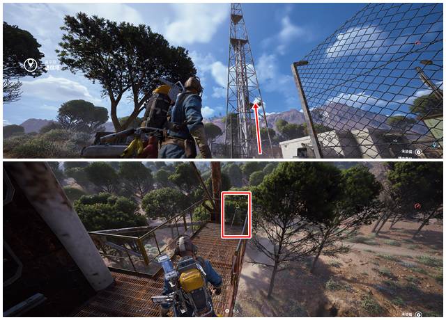 通信塔をハシゴで登る