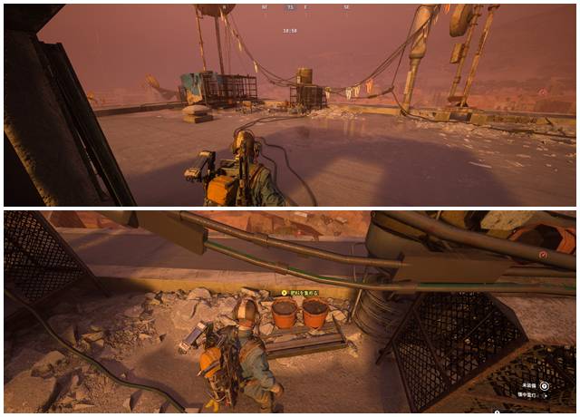 屋上で肥料を集める