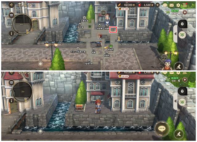 堀の向こう側にある宝箱