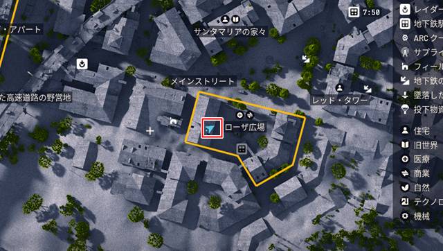 ローザ広場の屋根裏部屋の場所(マップ)