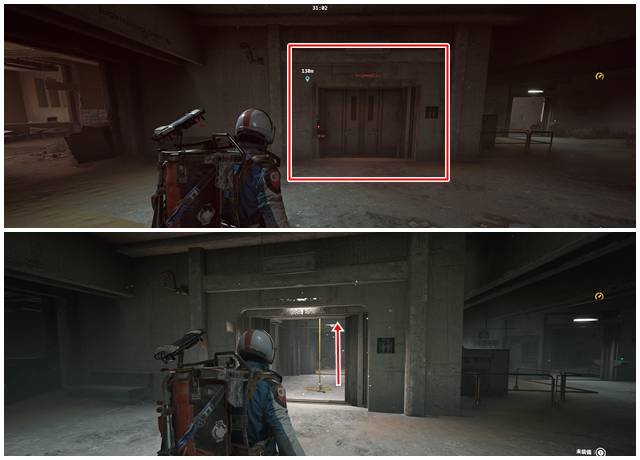 管制塔A6の鍵部屋を開けて最上階に向かう