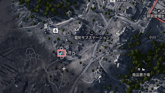 給水塔のサッカーのオブジェがある場所(マップ)