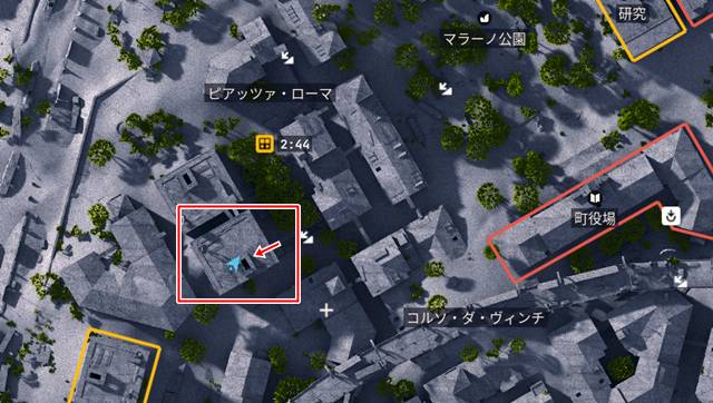 南側のアパートから入る