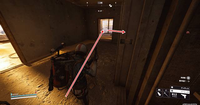 屋上階から研究者の部屋の場所