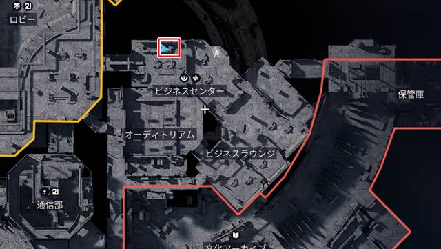 ビジネスセンターの北側にある受付の場所(マップ)