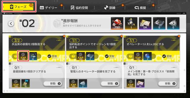 フェーズ目標のクリア