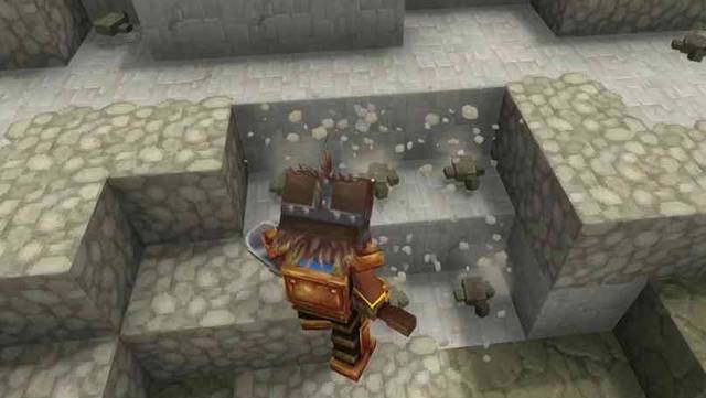 鉄のシャベルで一気に壊す