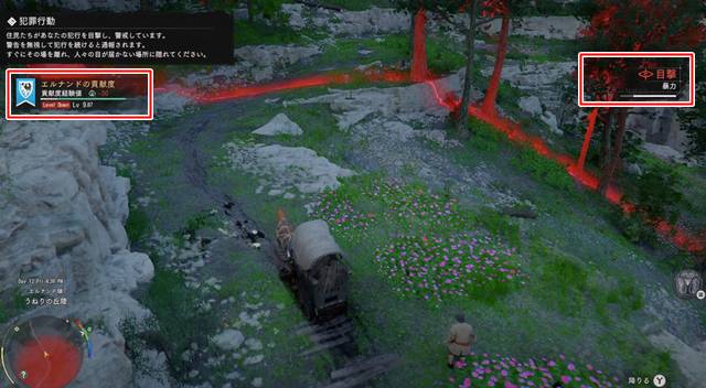 荷馬車を強奪すると赤い円が表示される