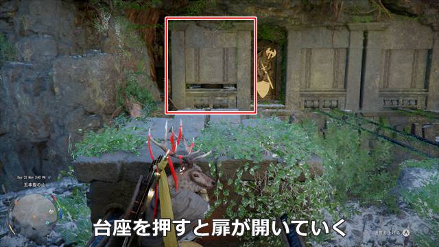 台座を押すと扉が開く