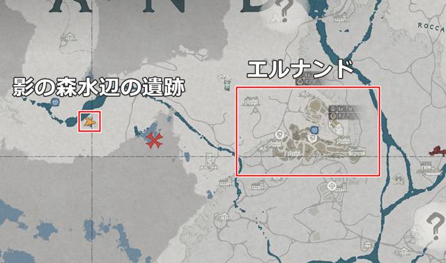 「影の森水辺の遺跡」の場所