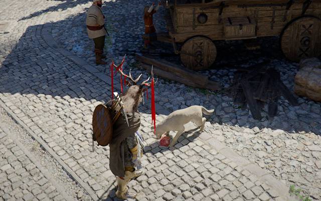 犬が肉を食べている