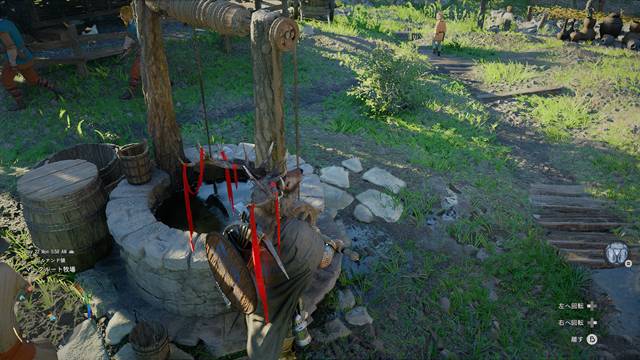 井戸から水を汲む