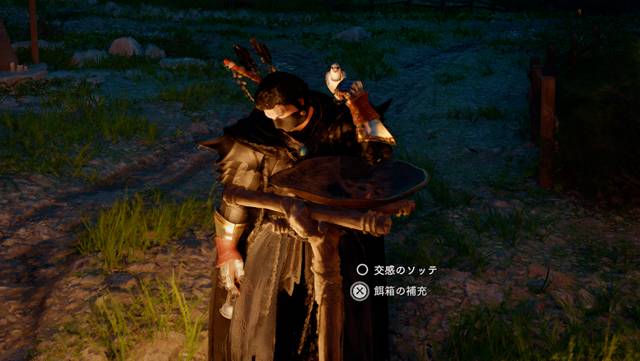 鳥が肩に止まっている様子