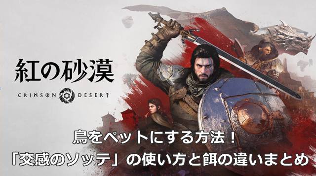 【紅の砂漠】鳥をペットにする方法！「交感のソッテ」の使い方と餌の違いまとめ