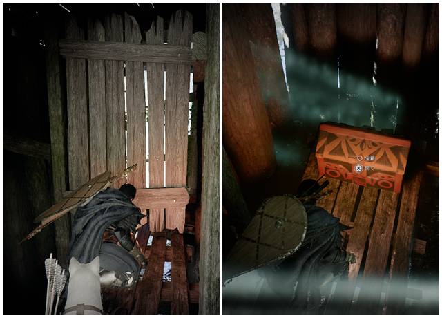 しゃがんだ状態で壁を押し込む