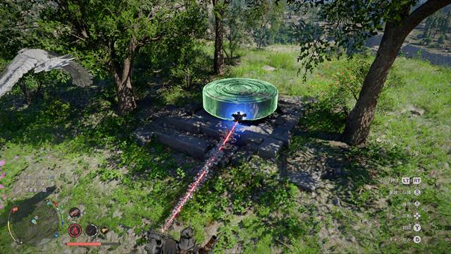 「摂理の力」でアビス転送装置を台座近くに置く