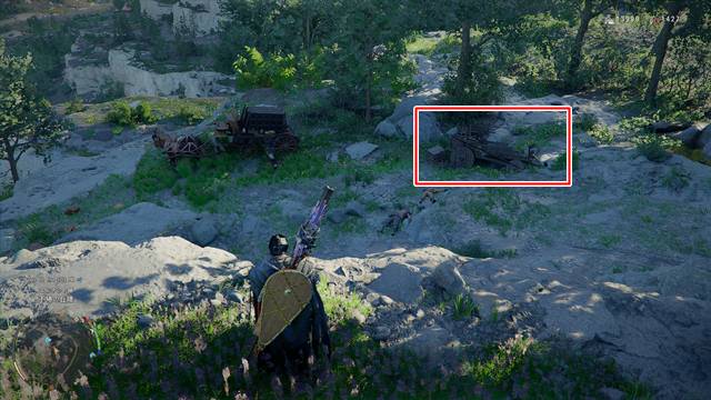 壊れてしまっている荷車が放置されている