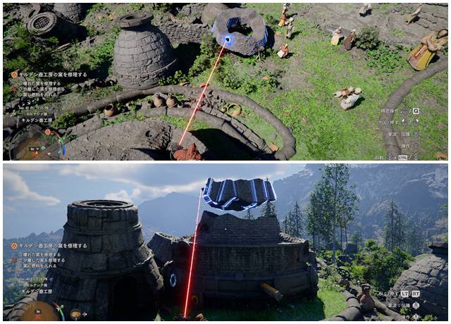 摂理の力で欠片を持ち上げて配置する