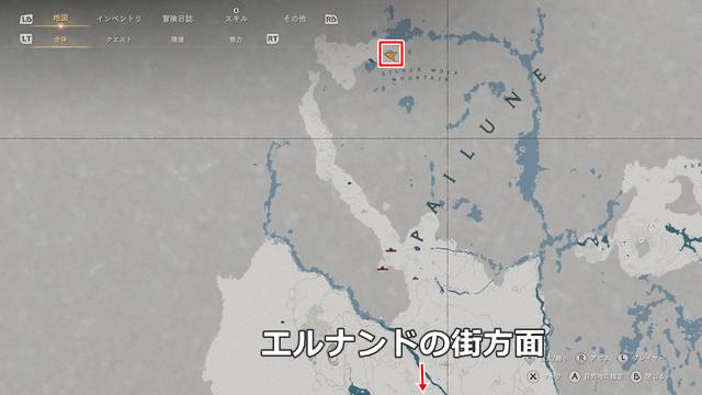 金結びの先祖の弓がある地下洞窟の場所(マップ)