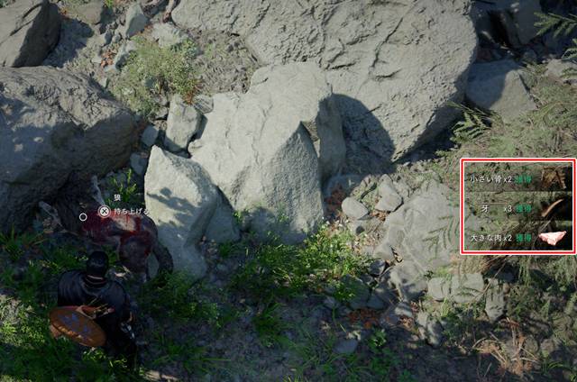 狼を解体して牙や長毛の皮をゲット