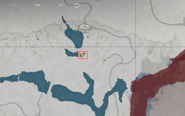 2本の滝が流れ落ちている場所(マップ)