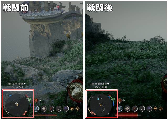 戦闘前と戦闘後のスキル経験値の増加量
