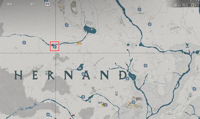 エルナンドの北側にある川近くのアビスの痕跡周辺