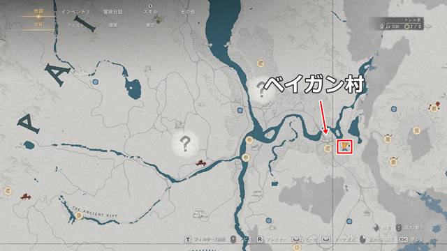 崩れた橋の場所(マップ)