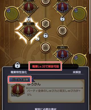 レベル32（パーティスキル習得）のタイミングがおすすめ
