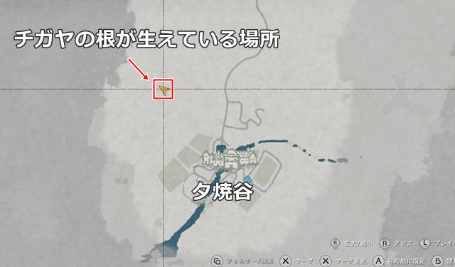 チガヤの根が生えている場所(マップ)