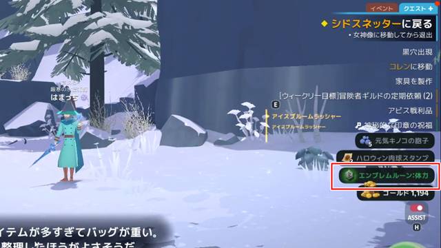 エンブレムルーンをドロップ