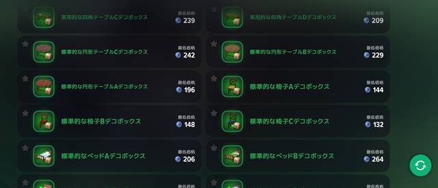 取引所に出品されているデコ