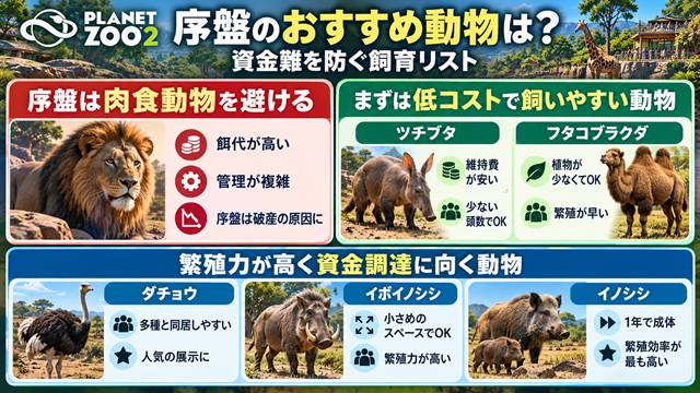序盤のおすすめ動物は?資金難を防ぐ飼育リスト